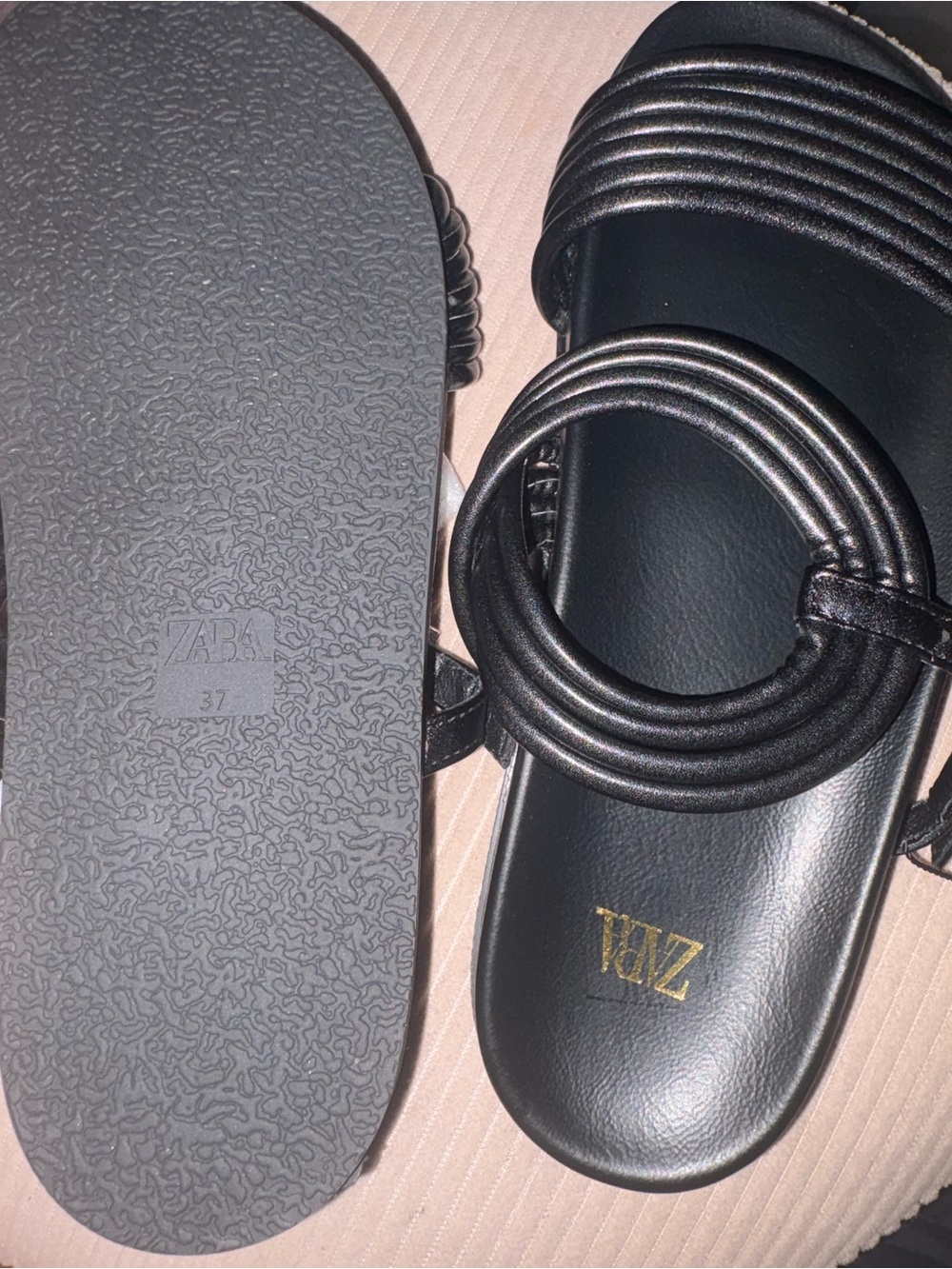 Zara Black Men’s Coil Strap Slide Sandals